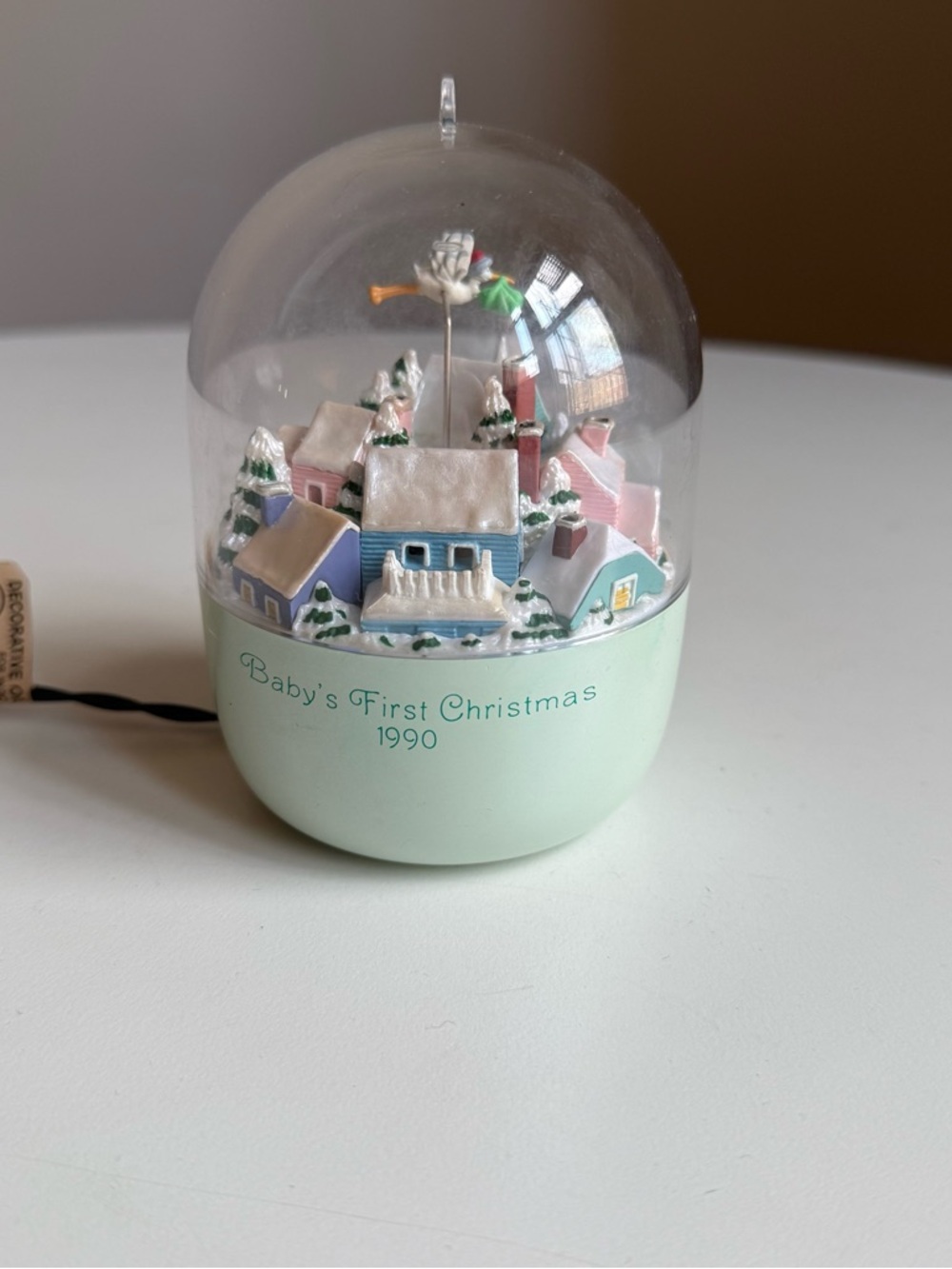 Vintage Hallmark Keepsake Baby’s First Christmas 1990 Lighted Motion Dome